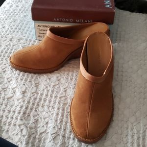 Antonio Melani Tobacco Suede Wedge Slide 8.5M BNIB